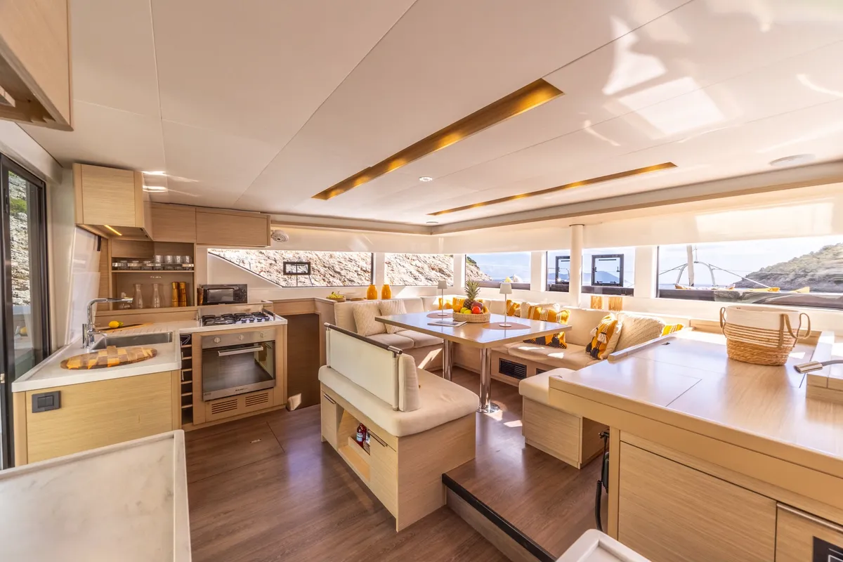 Galley of DOLCIA, a Lagoon 51 catamaran at Lefkada, Greece