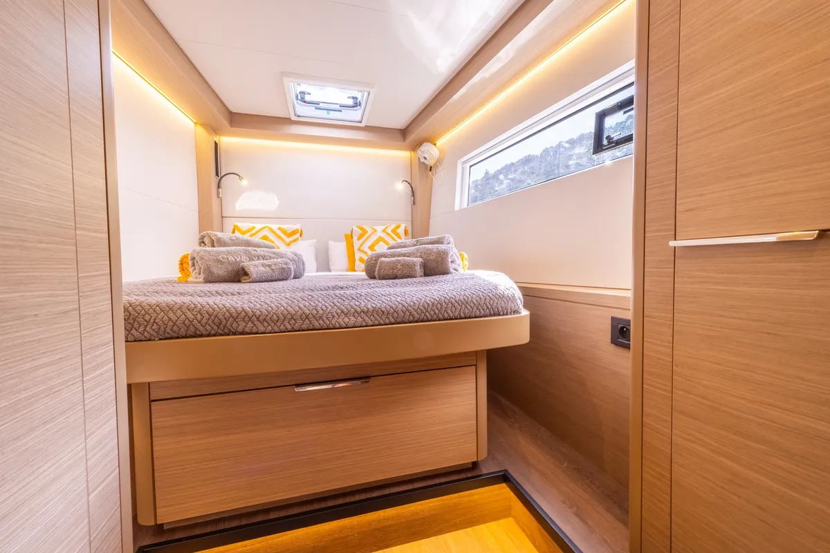 Cabin on DOLCIA, a Lagoon 51 catamaran at Lefkada, Greece