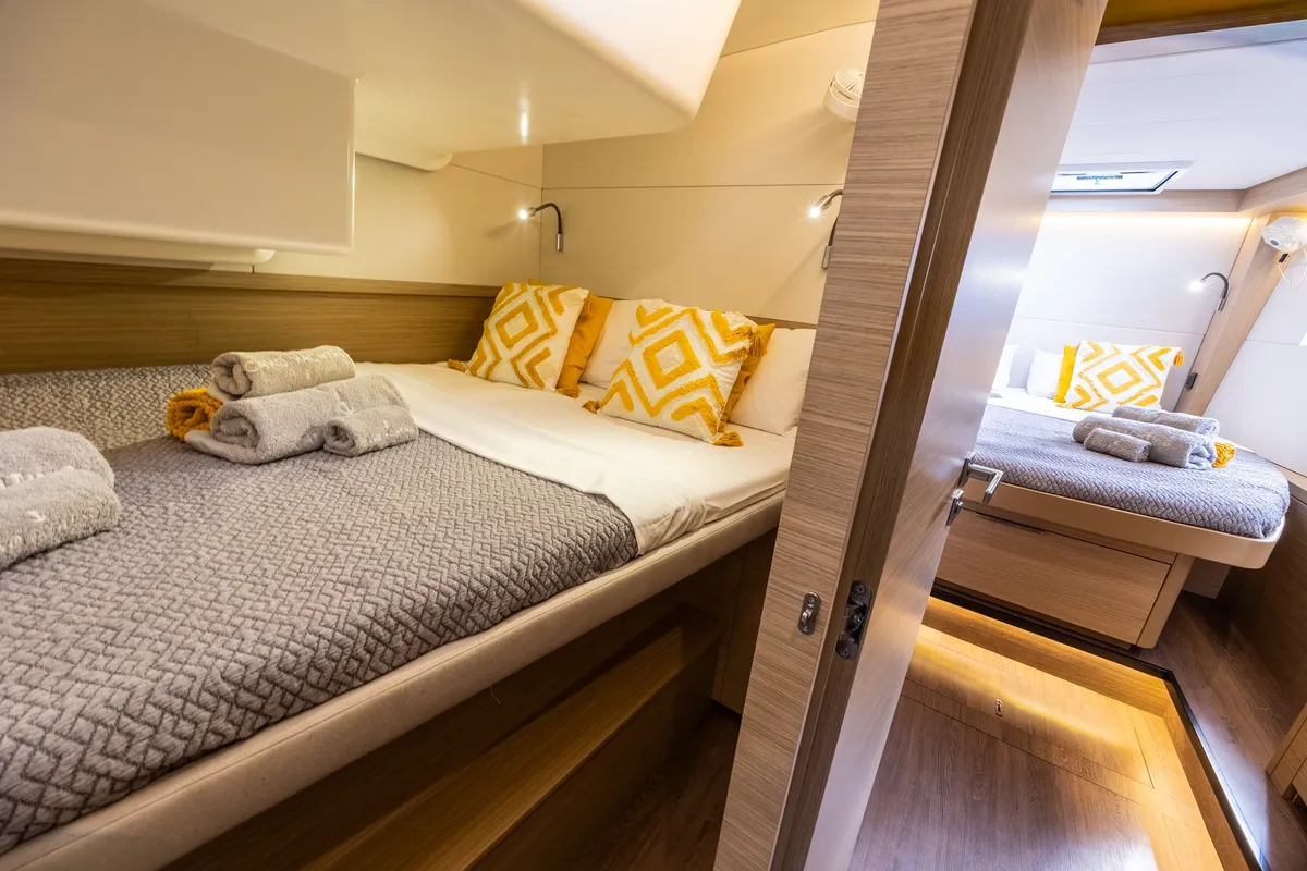 Cabin on DOLCIA, a Lagoon 51 catamaran at Lefkada, Greece