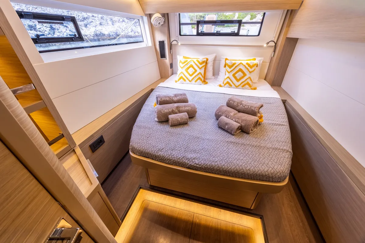 Cabin on DOLCIA, a Lagoon 51 catamaran at Lefkada, Greece