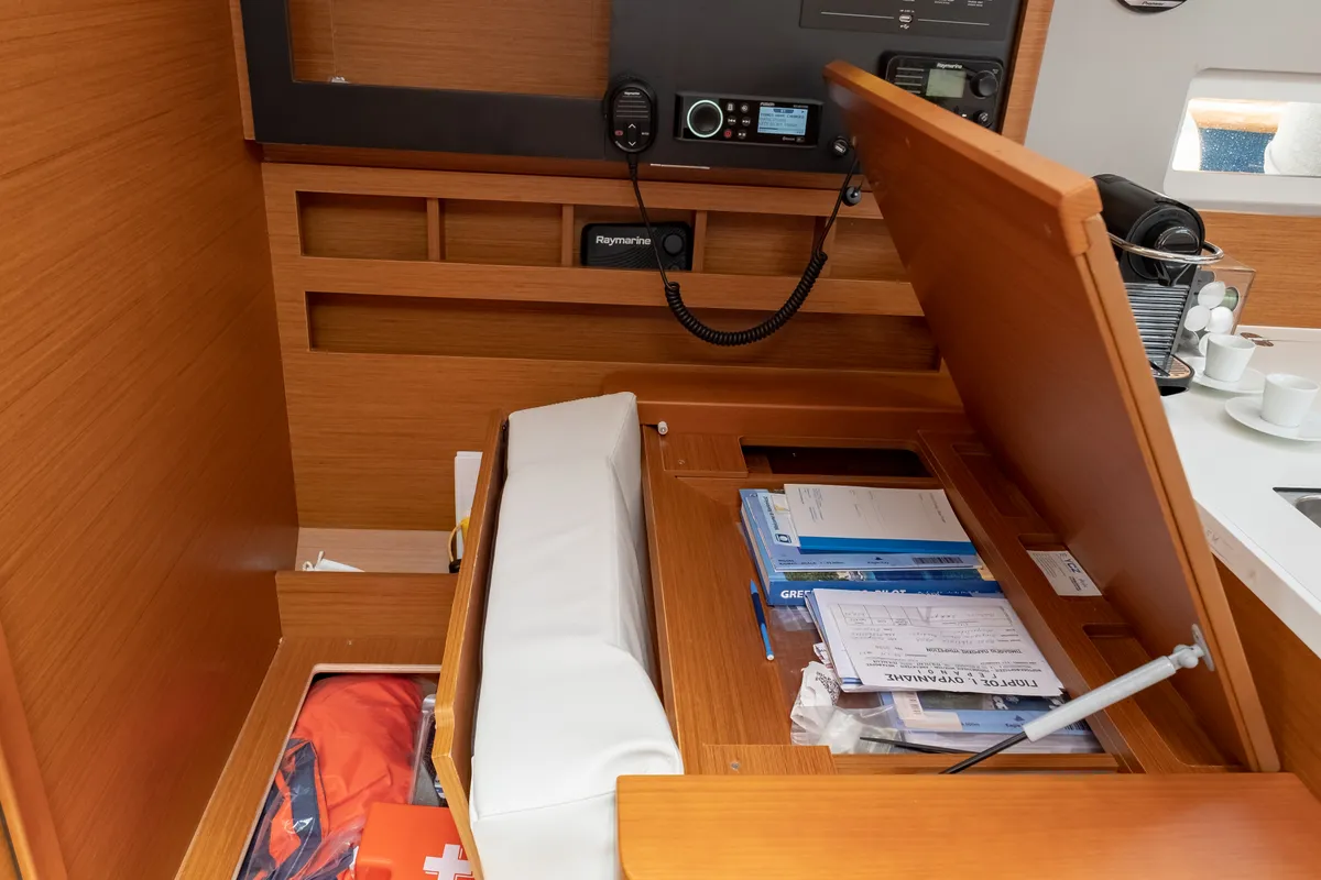 Elcano, a Jeanneau Sun Odyssey 410 sailboat at Municipal Unit of Lefkada, Greece