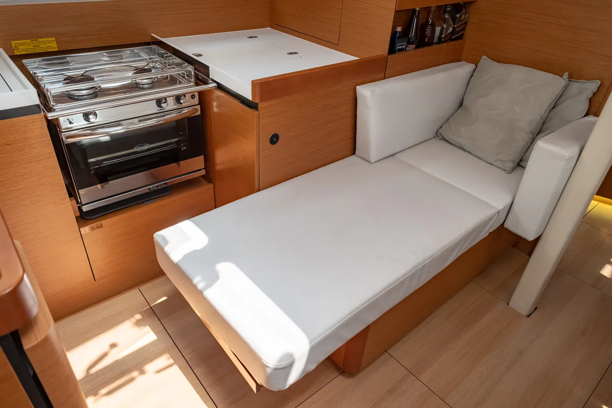 Galley of Elcano, a Jeanneau Sun Odyssey 410 sailboat at Municipal Unit of Lefkada, Greece