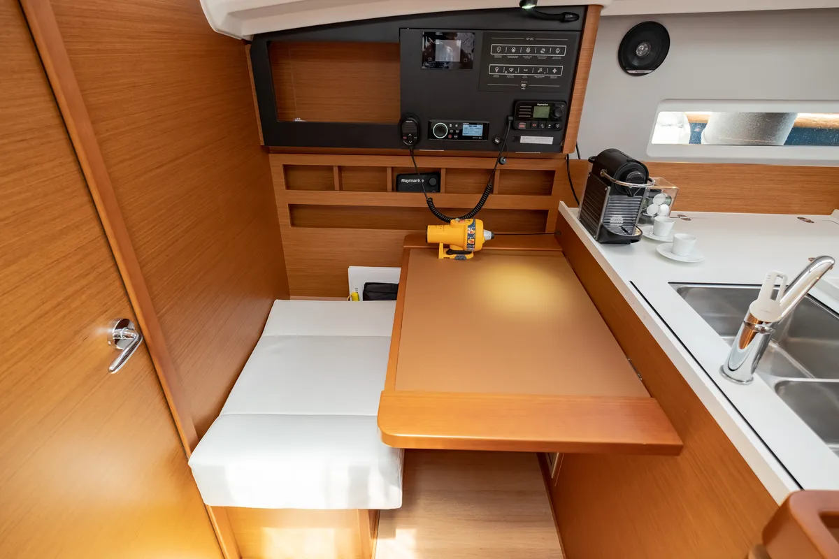 Galley of Elcano, a Jeanneau Sun Odyssey 410 sailboat at Municipal Unit of Lefkada, Greece
