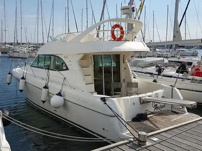Deck of Fortuna, a Jeanneau Prestige 36 Fly motorboat at Punat, Croatia