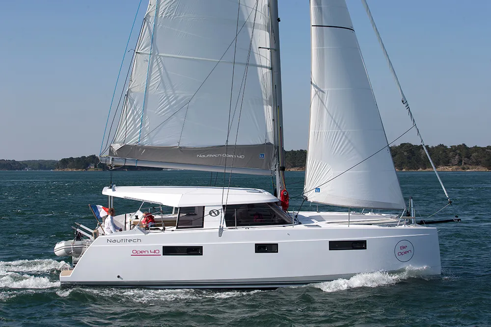 Exterior view of Master Yoda, a Nautitech 40 Open catamaran at Punat, Croatia