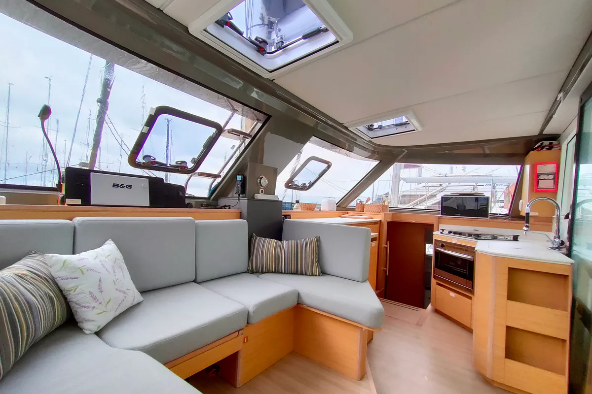 Salon of Master Yoda, a Nautitech 40 Open catamaran at Punat, Croatia
