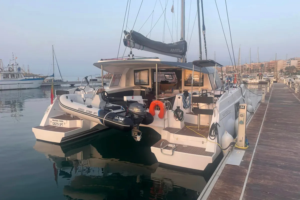 Exterior view of Master Yoda, a Nautitech 40 Open catamaran at Punat, Croatia