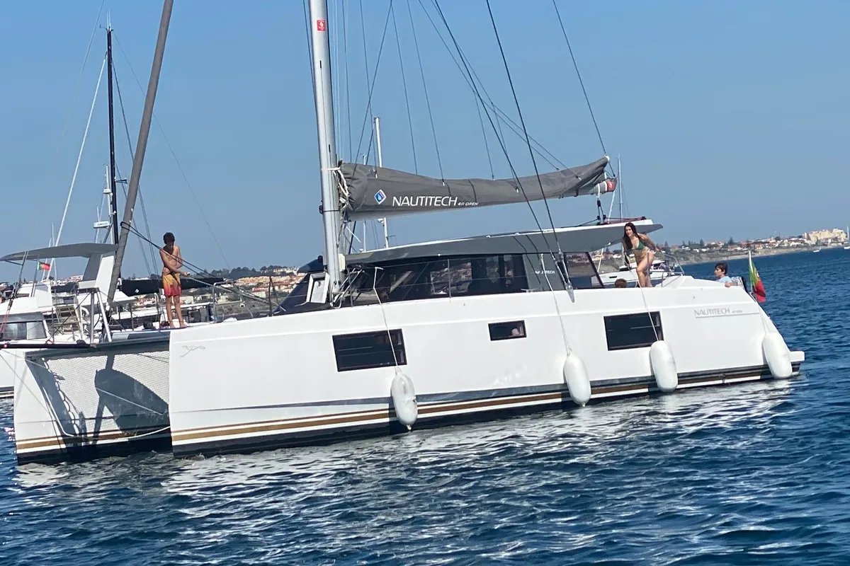 Exterior view of Master Yoda, a Nautitech 40 Open catamaran at Punat, Croatia