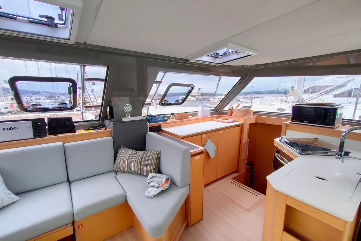 Salon of Master Yoda, a Nautitech 40 Open catamaran at Punat, Croatia