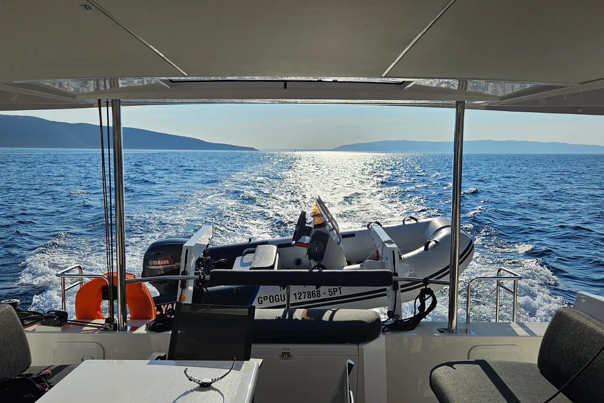 Deck of Master Yoda, a Nautitech 40 Open catamaran at Punat, Croatia