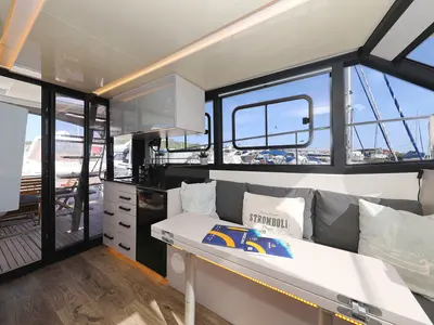 Galley of Muneca, a Cobra Yachts Futura 40 Grand Horizon motor yacht at Grad Vodice, Croatia