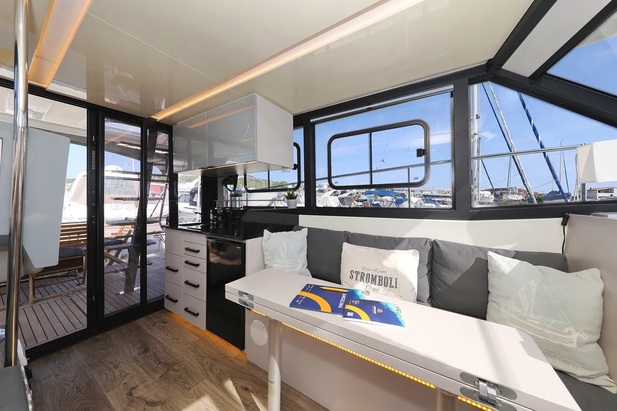 Galley of Muneca, a Cobra Yachts Futura 40 Grand Horizon motor yacht at Grad Vodice, Croatia