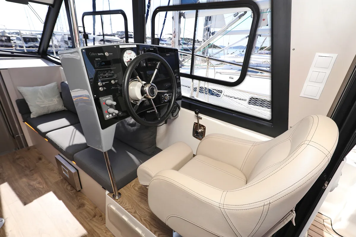 Cockpit of Muneca, a Cobra Yachts Futura 40 Grand Horizon motor yacht at Grad Vodice, Croatia
