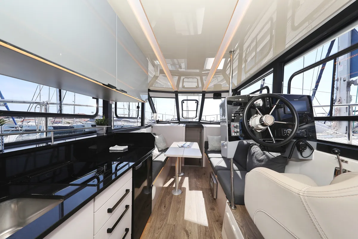 Salon of Muneca, a Cobra Yachts Futura 40 Grand Horizon motor yacht at Grad Vodice, Croatia