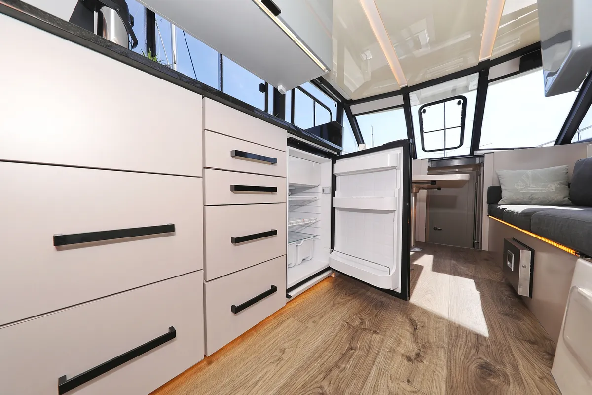 Galley of Muneca, a Cobra Yachts Futura 40 Grand Horizon motor yacht at Grad Vodice, Croatia