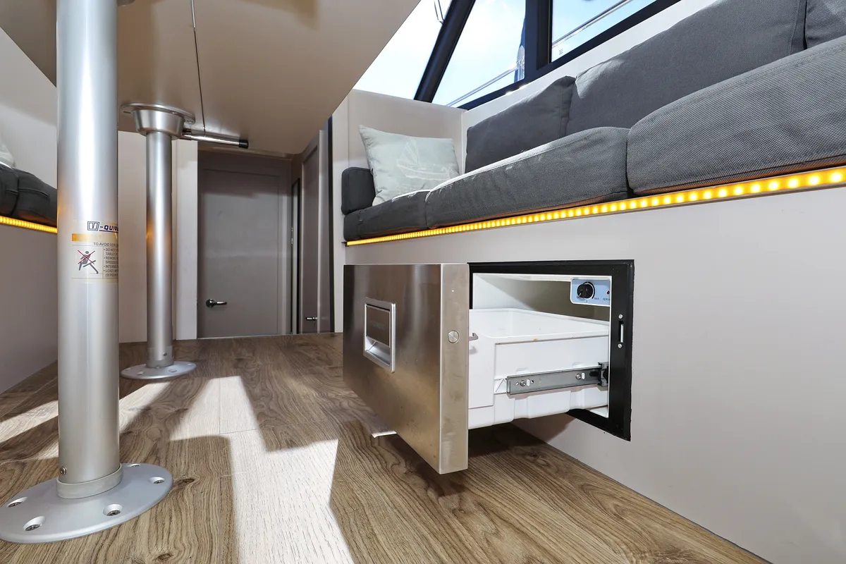 Salon of Muneca, a Cobra Yachts Futura 40 Grand Horizon motor yacht at Grad Vodice, Croatia