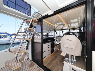 Salon of Muneca, a Cobra Yachts Futura 40 Grand Horizon motor yacht at Grad Vodice, Croatia