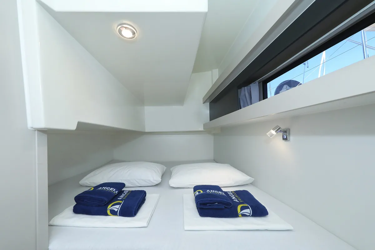 Cabin on Muneca, a Cobra Yachts Futura 40 Grand Horizon motor yacht at Grad Vodice, Croatia