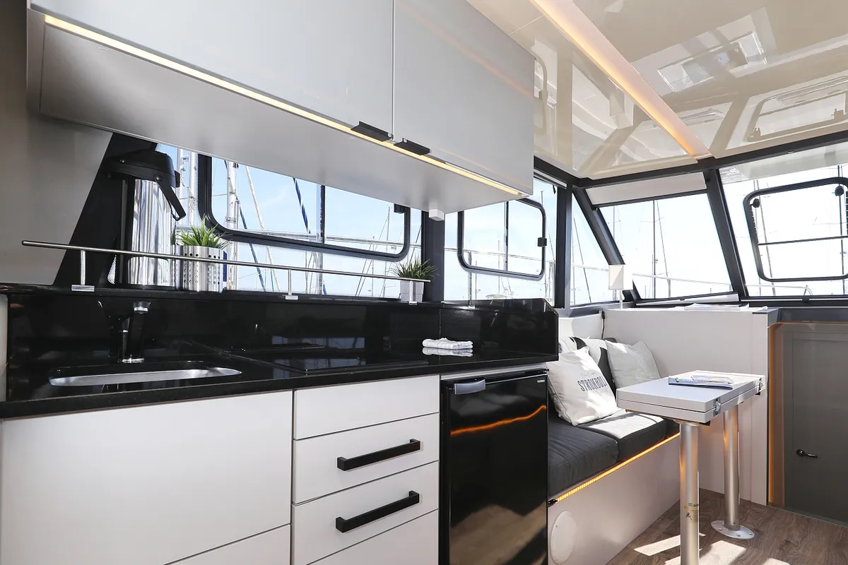 Galley of Muneca, a Cobra Yachts Futura 40 Grand Horizon motor yacht at Grad Vodice, Croatia