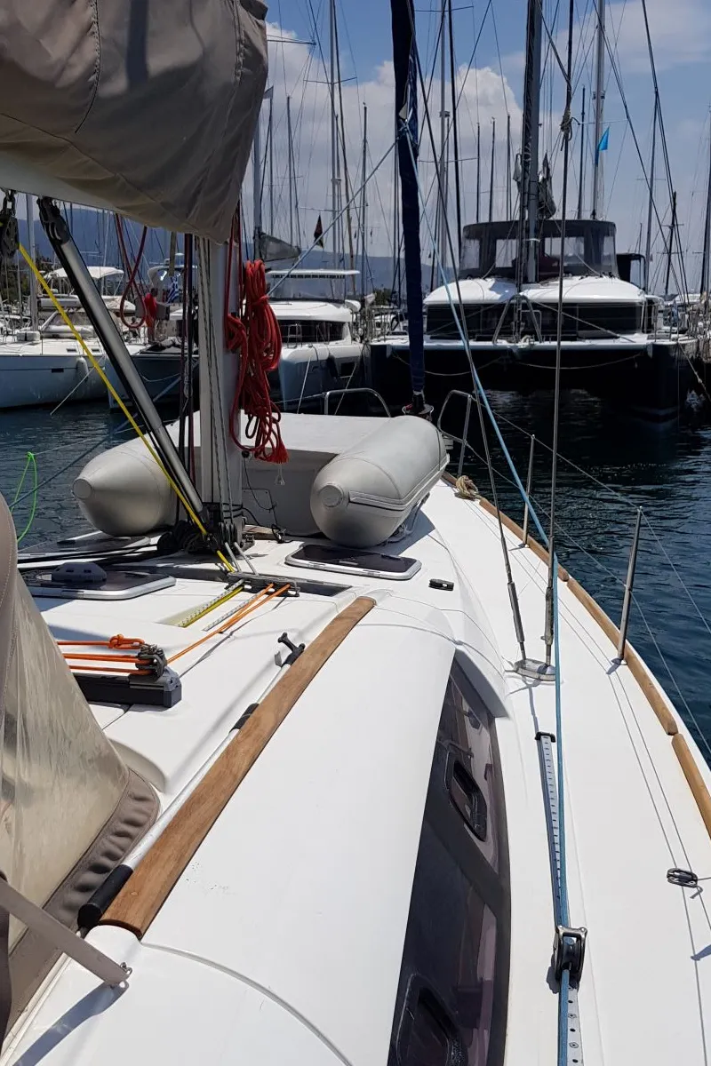 Deck of Sifnos 46.1, a Beneteau Oceanis 46 sailboat at Athens, Greece