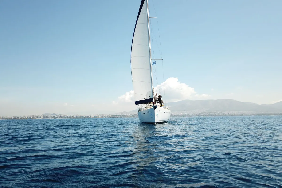 Exterior view of Sifnos 46.1, a Beneteau Oceanis 46 sailboat at Athens, Greece