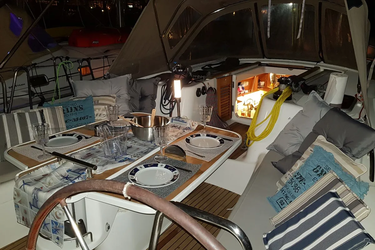 Deck of Sifnos 46.1, a Beneteau Oceanis 46 sailboat at Athens, Greece