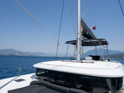Deck of Dream Life, a Lagoon 46 catamaran at Fethiye, Turkey