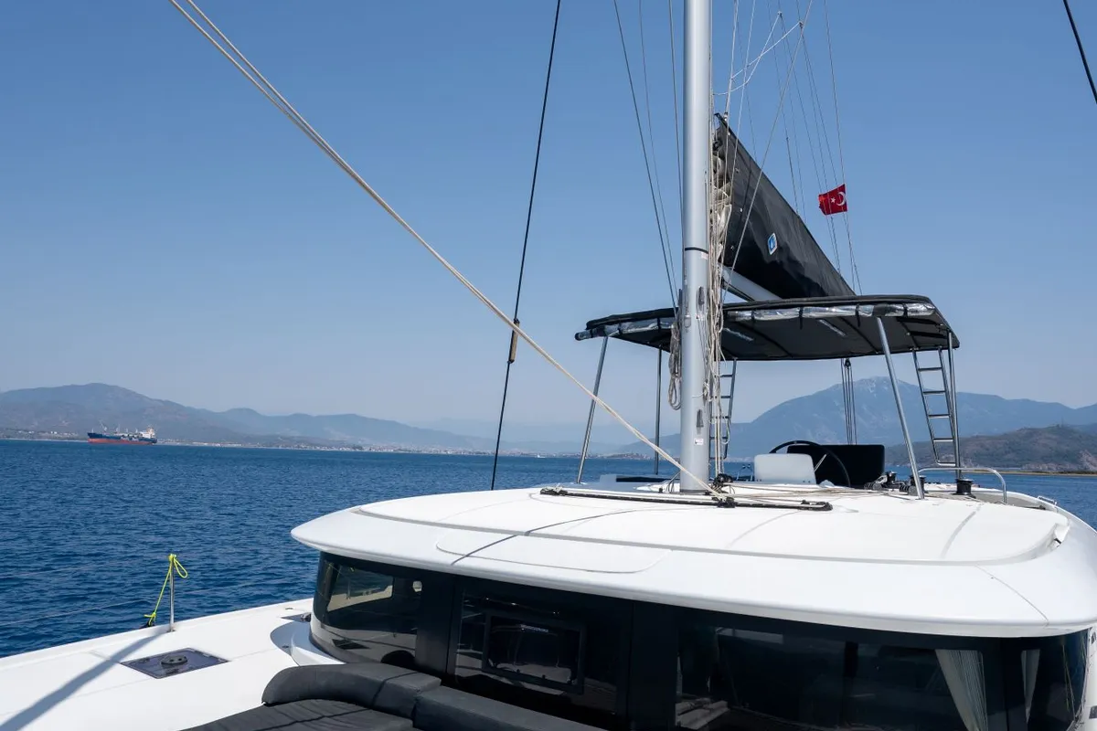 Deck of Dream Life, a Lagoon 46 catamaran at Fethiye, Turkey