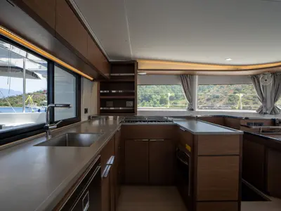 Galley of Dream Life, a Lagoon 46 catamaran at Fethiye, Turkey