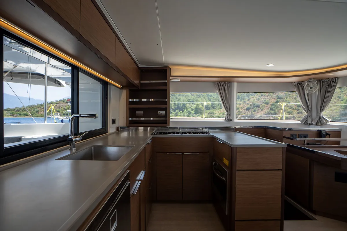 Galley of Dream Life, a Lagoon 46 catamaran at Fethiye, Turkey