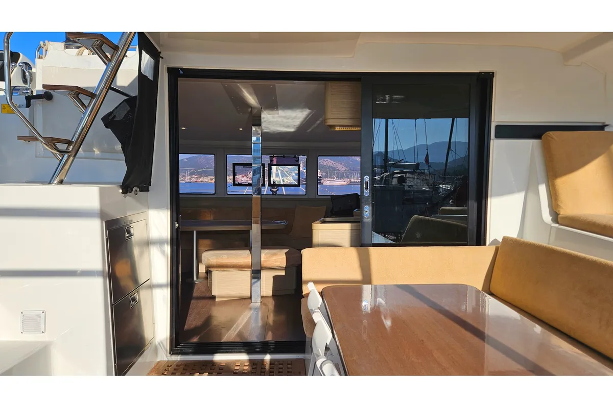 Deck of Mare, a Lagoon 42 catamaran at Marmaris, Turkey