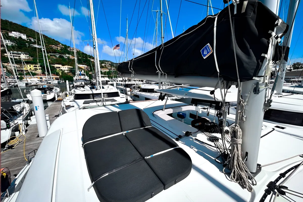Deck of Wanderlust, a Lagoon 42 OW catamaran at Road Town, British Virgin Islands