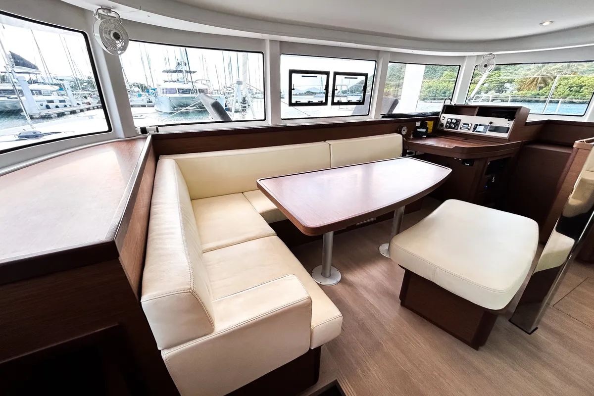 Salon of Wanderlust, a Lagoon 42 OW catamaran at Road Town, British Virgin Islands