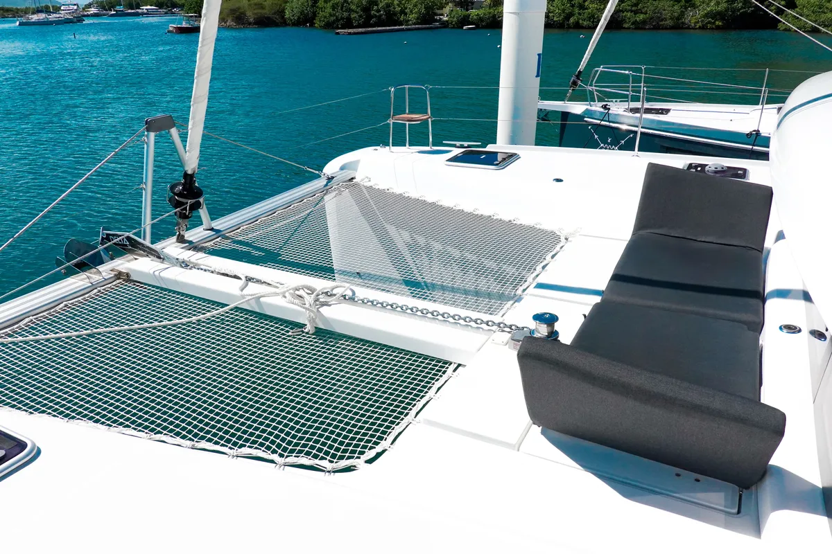 Deck of Wanderlust, a Lagoon 42 OW catamaran at Road Town, British Virgin Islands