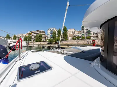 Deck of Idal, a Lagoon 42 catamaran at Municipal Unit of Lefkada, Greece
