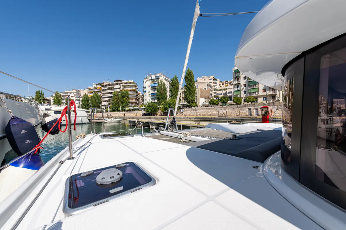 Deck of Idal, a Lagoon 42 catamaran at Municipal Unit of Lefkada, Greece