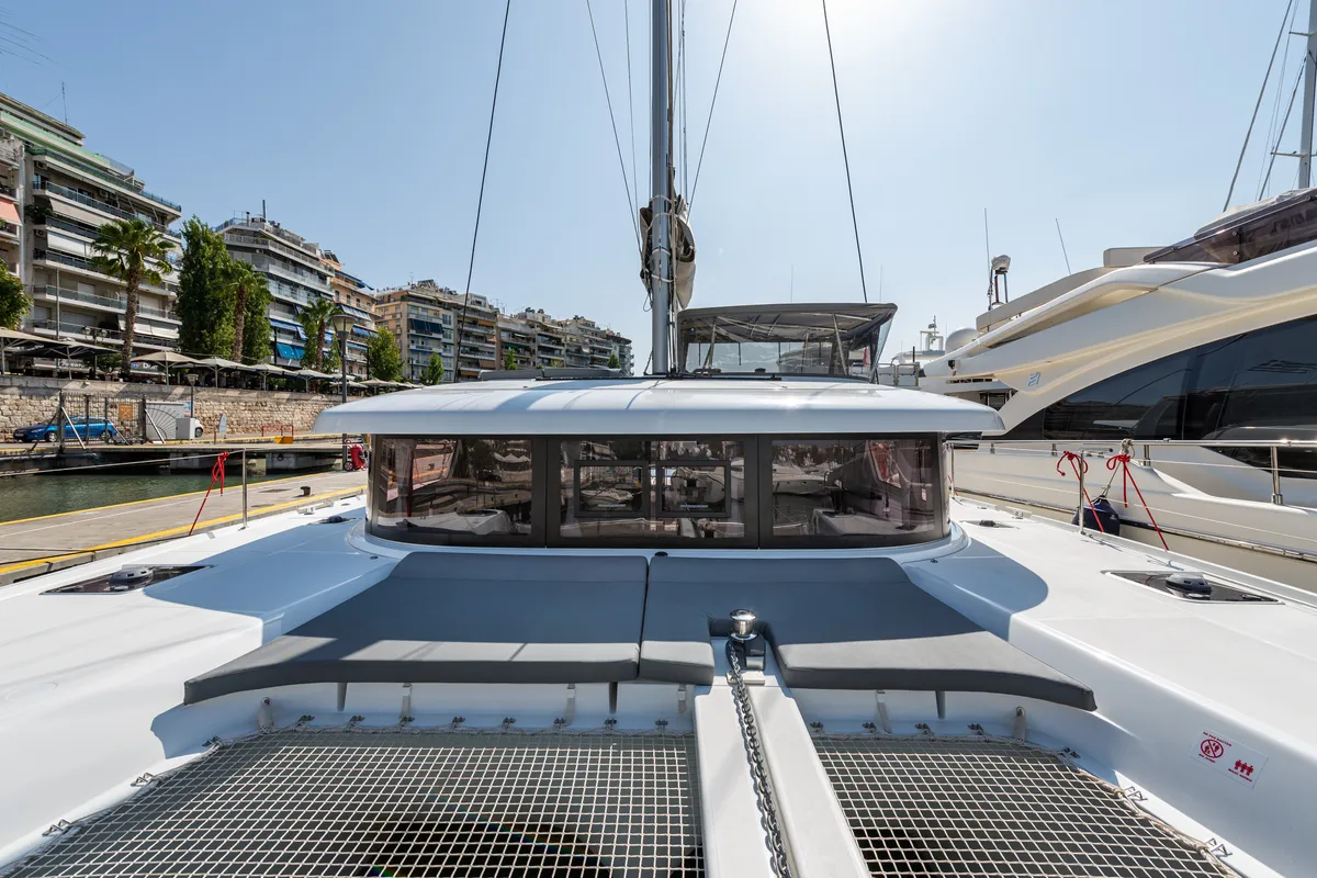 Deck of Idal, a Lagoon 42 catamaran at Municipal Unit of Lefkada, Greece