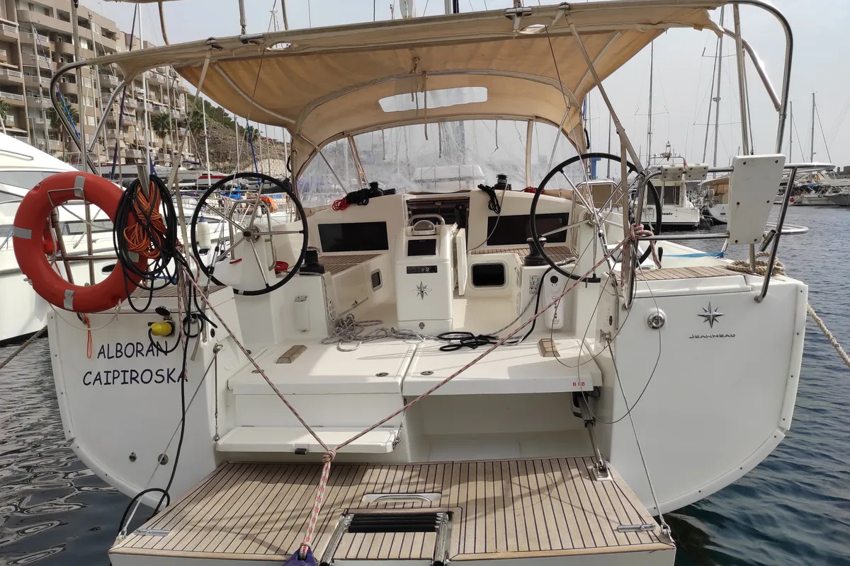 Alboran Caipiroska (Radazul), a Jeanneau Sun Odyssey 440 sailboat at El Rosario, Spain