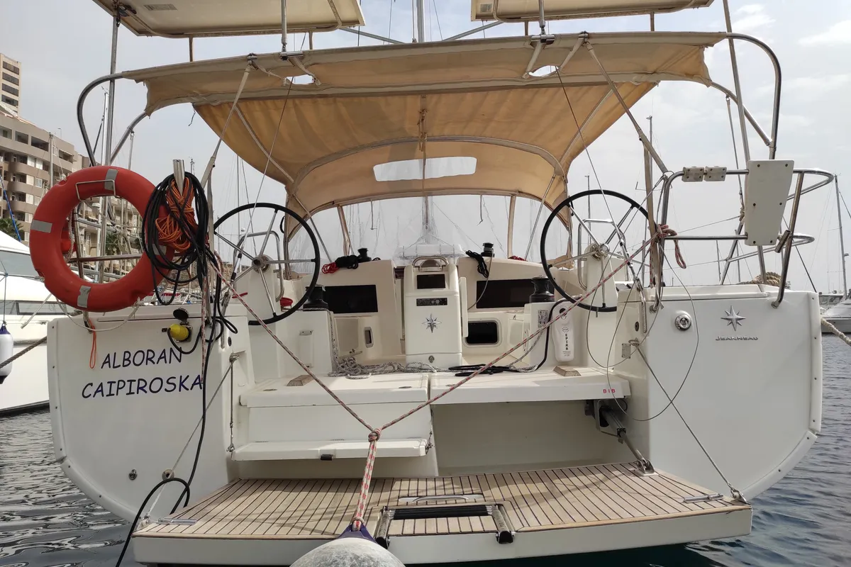 Alboran Caipiroska (Radazul), a Jeanneau Sun Odyssey 440 sailboat at El Rosario, Spain
