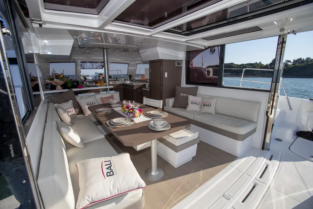 Deck of Day Dream, a Bali Catspace catamaran at Grad Pula, Croatia