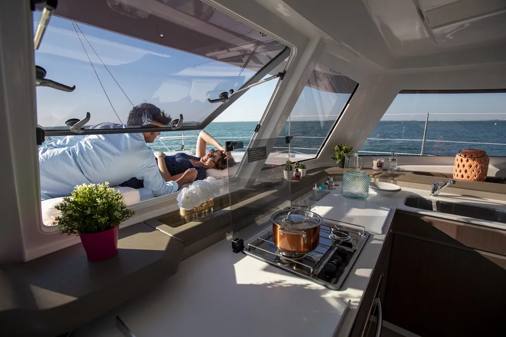 Galley of Day Dream, a Bali Catspace catamaran at Grad Pula, Croatia