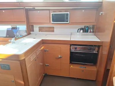 Galley of Rose De Mer, a Dufour 412 GL sailboat at Toulon, France