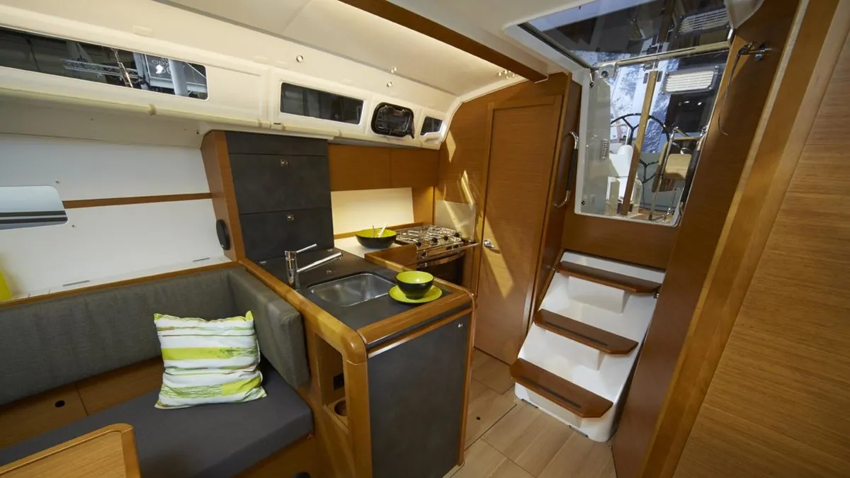 Galley of Sunsail 34- 2/1 Classic, a Jeanneau Sun Odyssey 349 sailboat at Municipal Unit of Lefkada, Greece