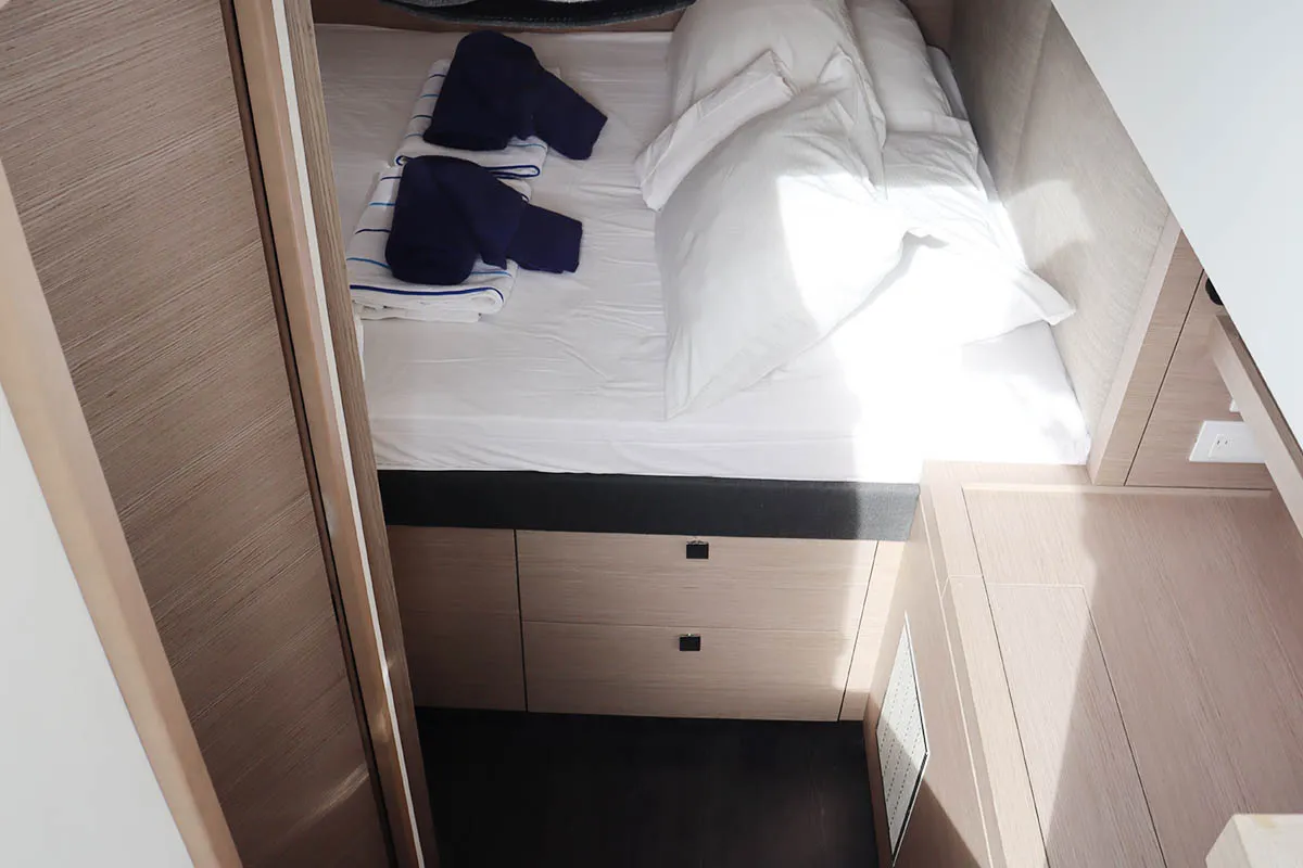 Cabin on Instigator, a Fountaine Pajot Tanna 47 catamaran at Road Town, British Virgin Islands