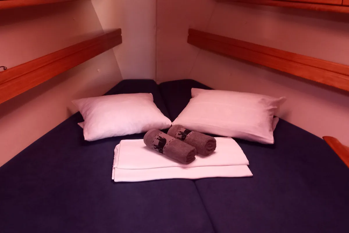 Cabin on Eowyn G, a Bavaria 39 Cruiser sailboat at Grad Trogir, Croatia