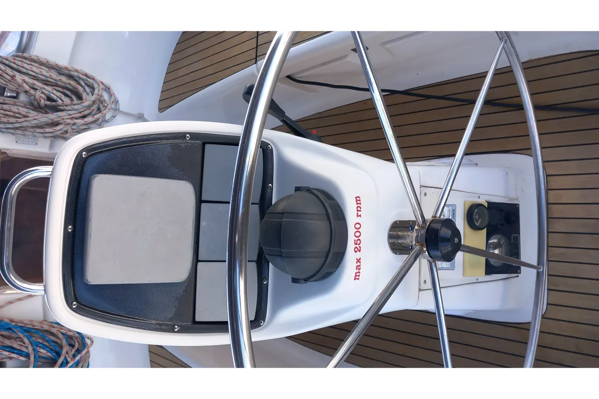 Cockpit of Eowyn G, a Bavaria 39 Cruiser sailboat at Grad Trogir, Croatia