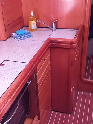 Galley of Eowyn G, a Bavaria 39 Cruiser sailboat at Grad Trogir, Croatia