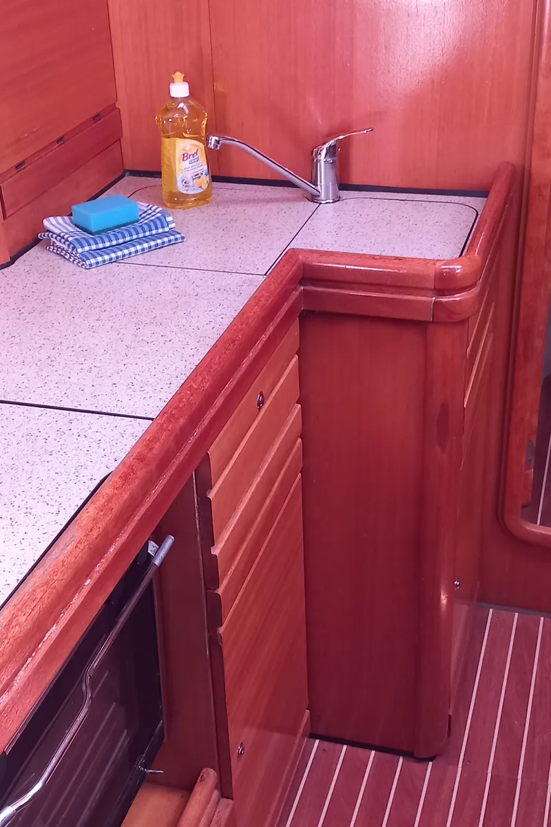 Galley of Eowyn G, a Bavaria 39 Cruiser sailboat at Grad Trogir, Croatia