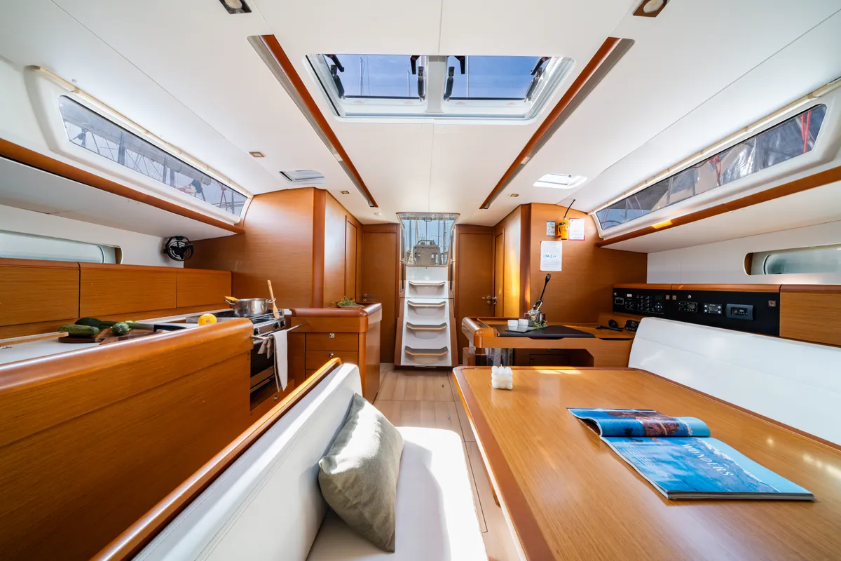 Juicy Lucy, a Jeanneau Sun Odyssey 519 sailboat at Municipal Unit of Nea Peramos, Greece