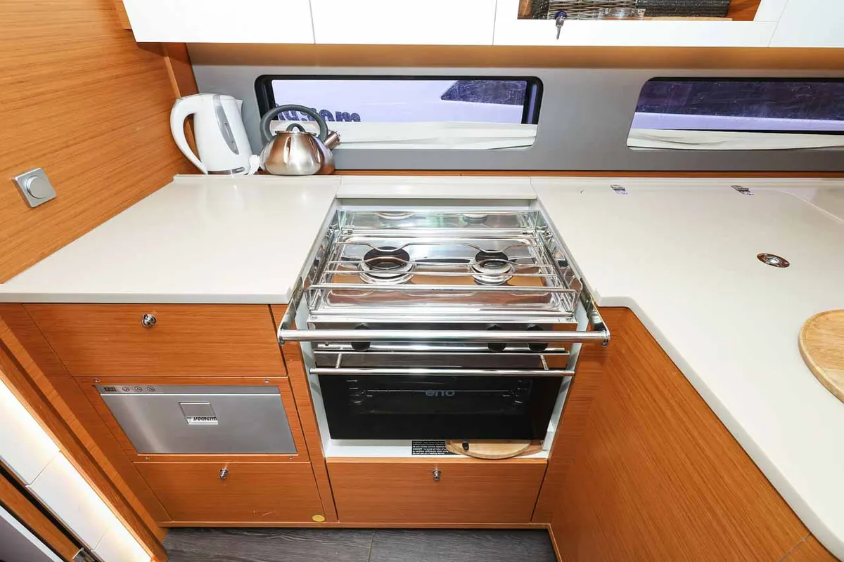 Galley of Kaylani, a Dufour 41 sailboat at Jezera, Croatia